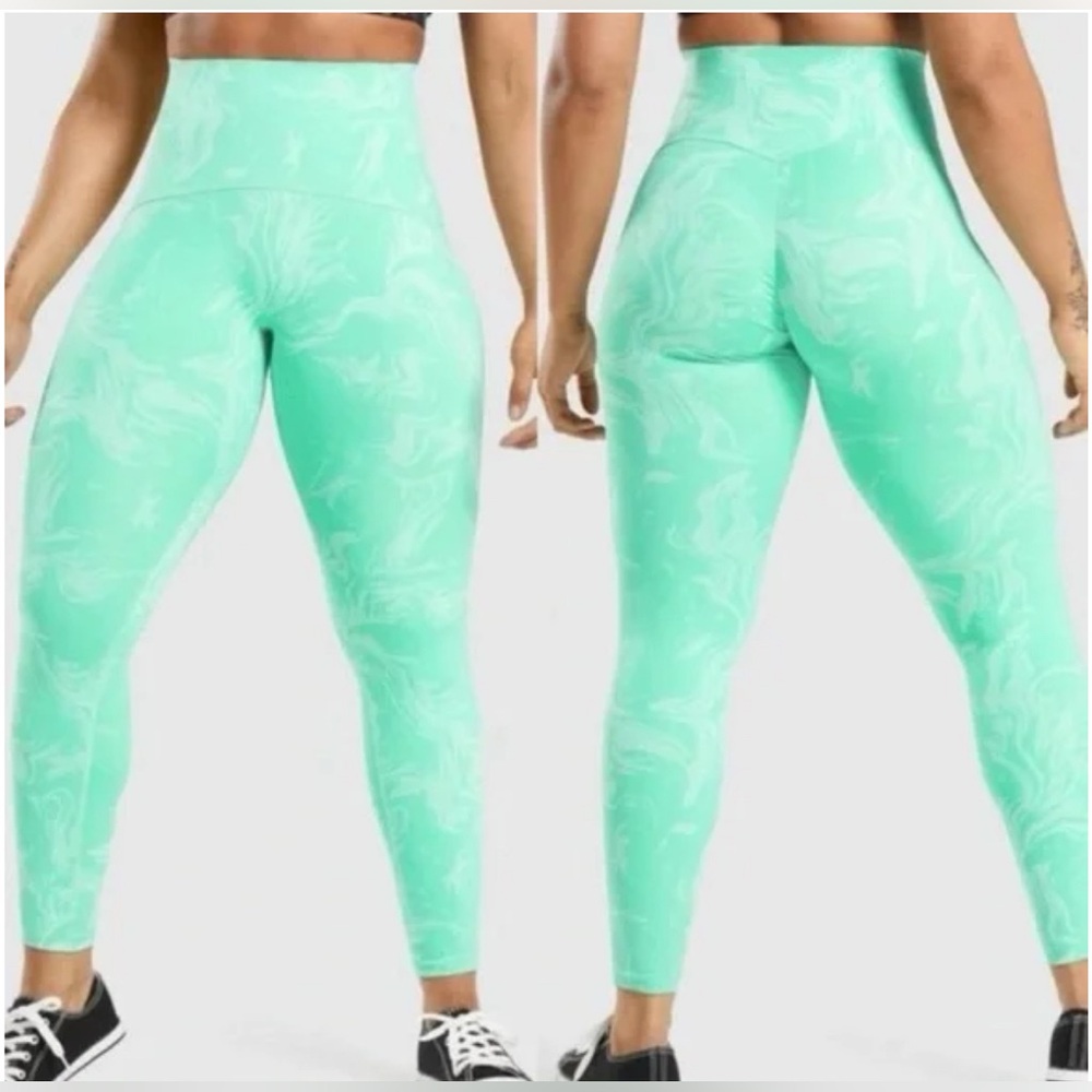 Gymshark High Rise Mint Green Swirl  Leggings